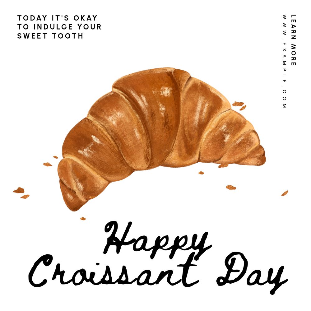 Happy croissant day Instagram post template, editable text