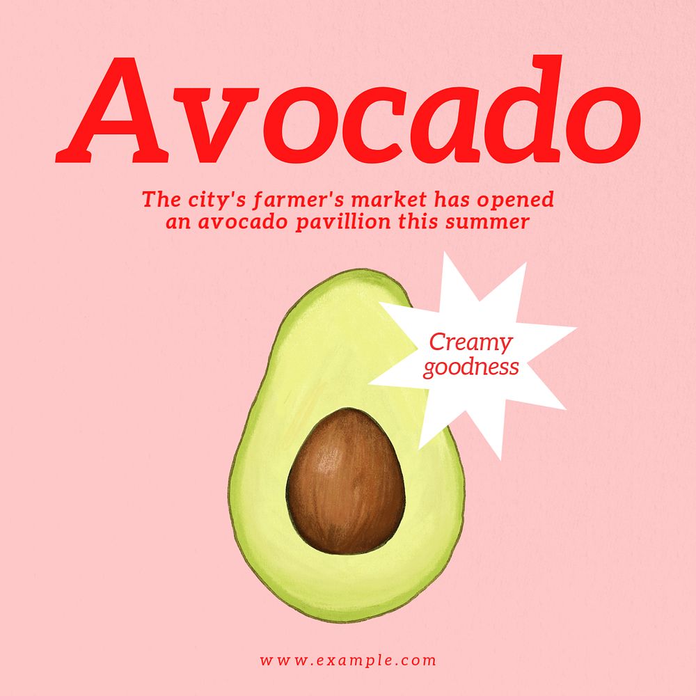 Avocado Instagram post template, editable text