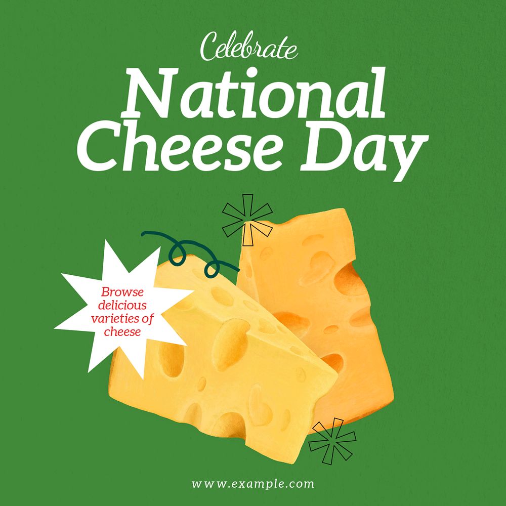 National cheese day Instagram post template, editable text