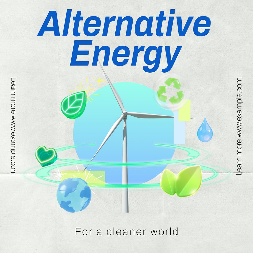 Alternative energy Instagram post template, editable text