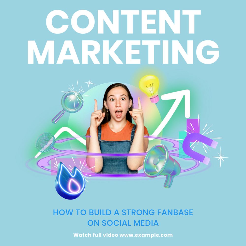 Content marketing Instagram post template, editable text