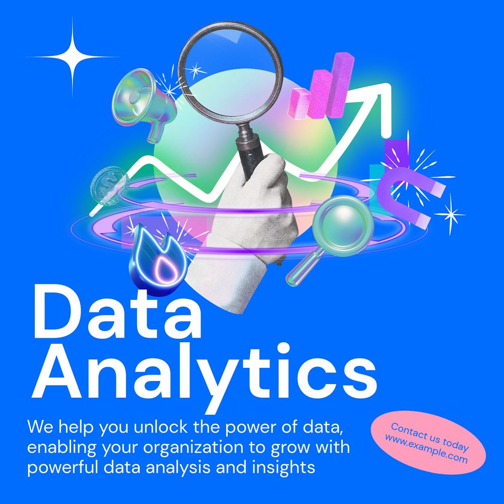 Data analytics Instagram post template, editable text