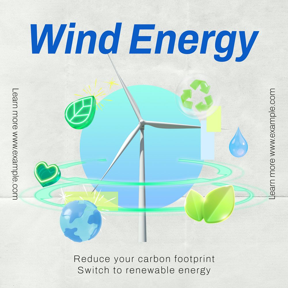 Wind energy Instagram post template, editable text