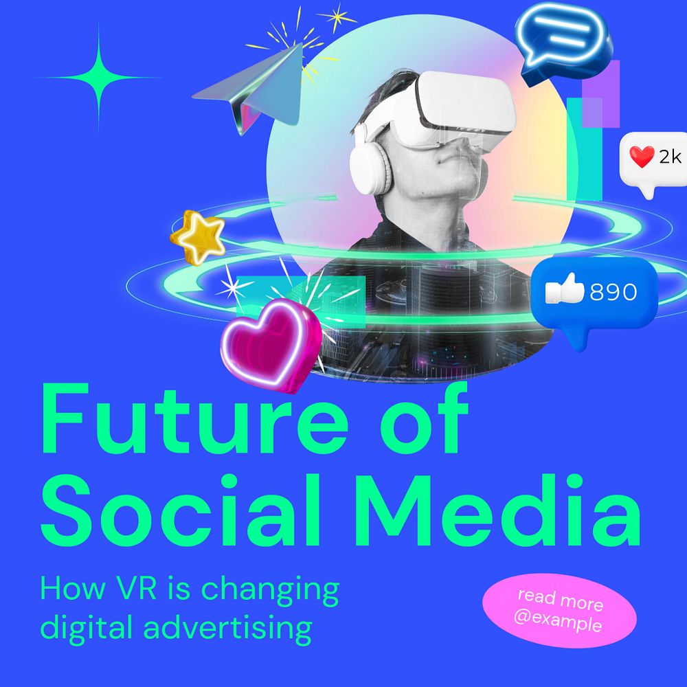 VR in advertising Instagram post template, editable text