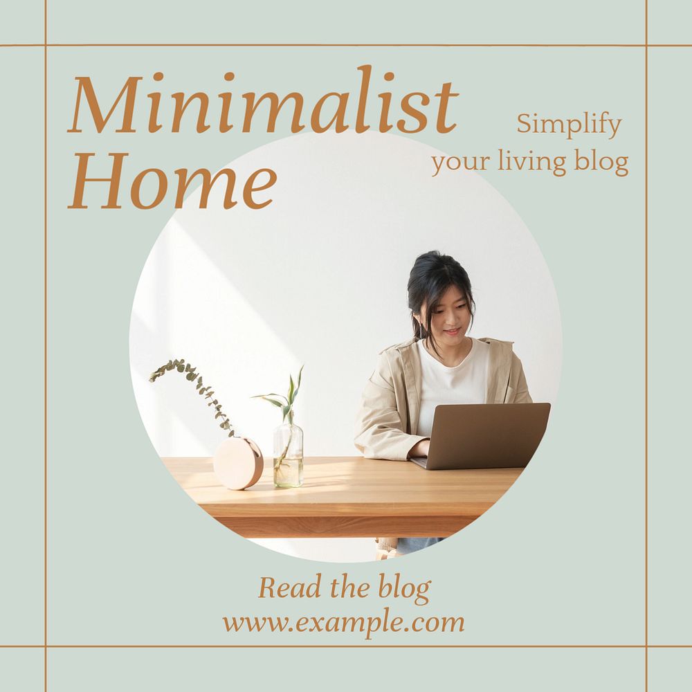 Minimalist home decor Instagram post template, editable text