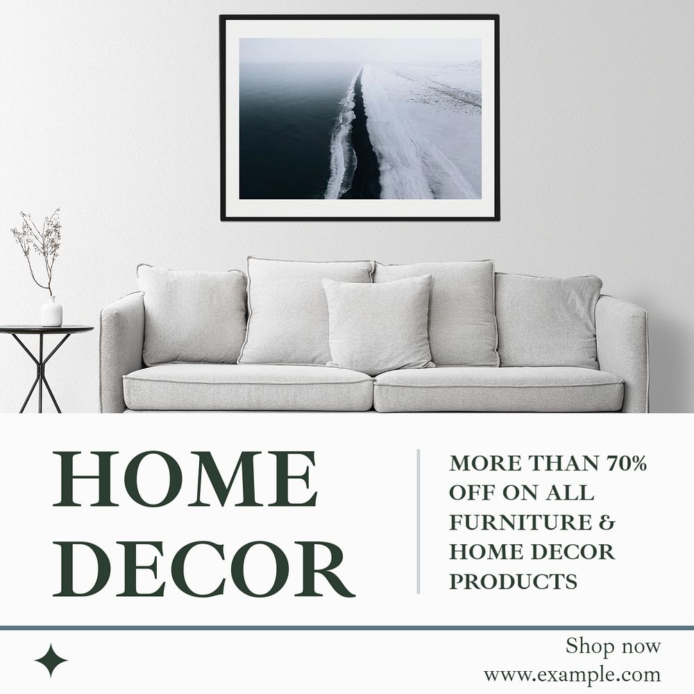 Home decor Instagram post template, editable text