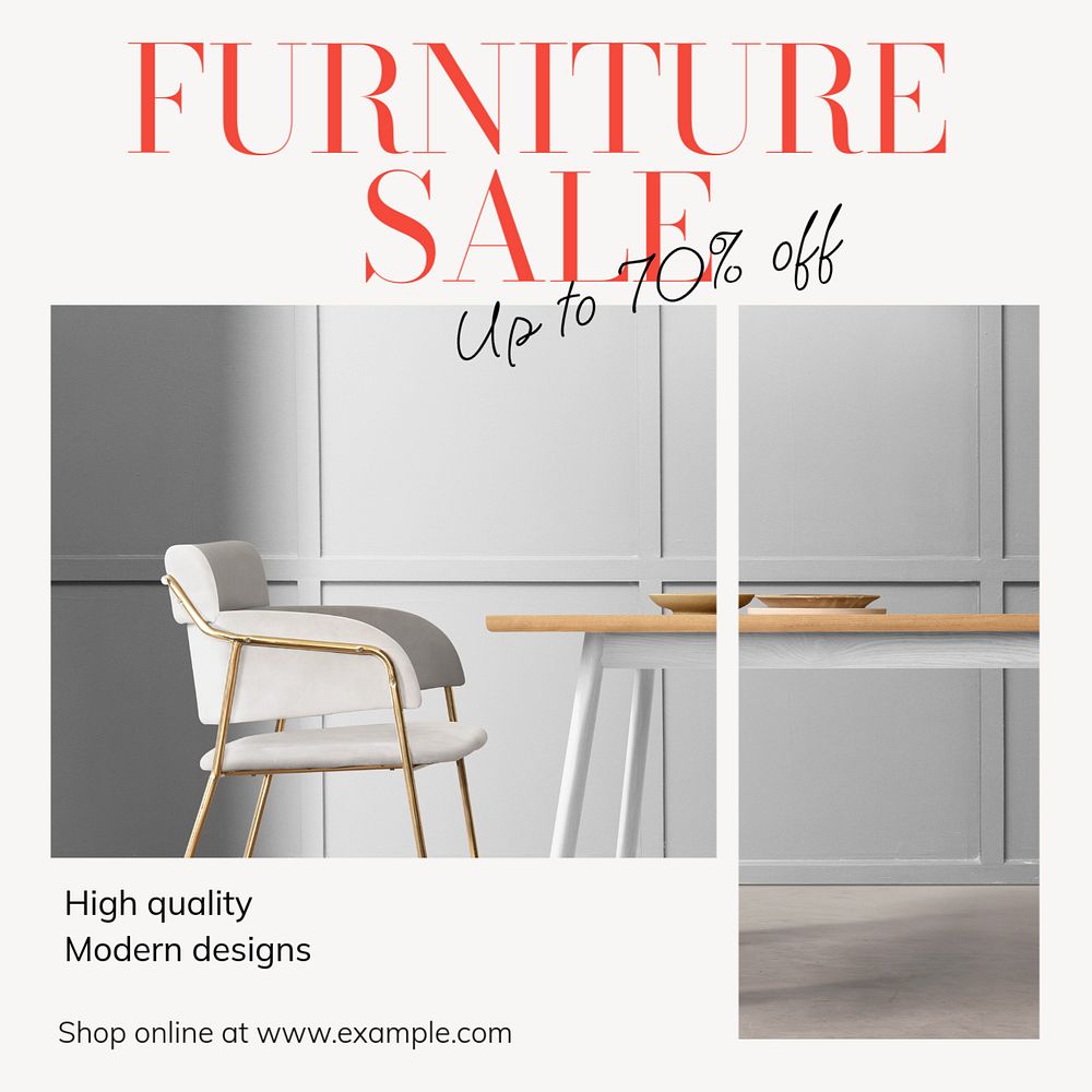 Furniture sale Instagram post template, editable text