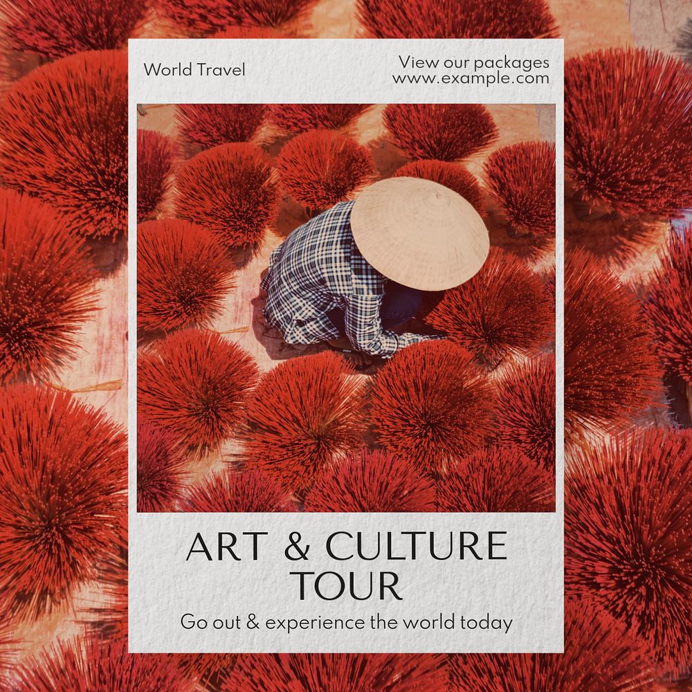 Art & culture tour Instagram post template, editable text