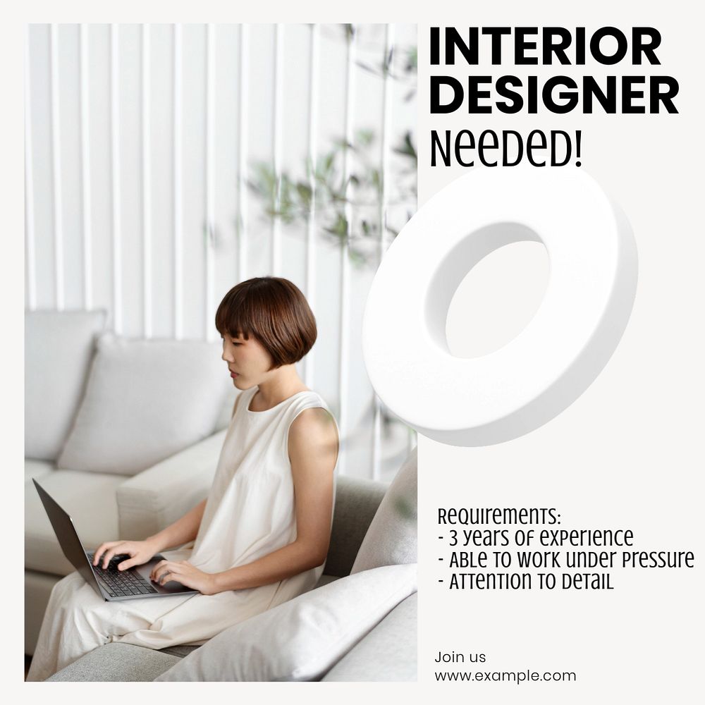 Interior designer Instagram post template, editable text