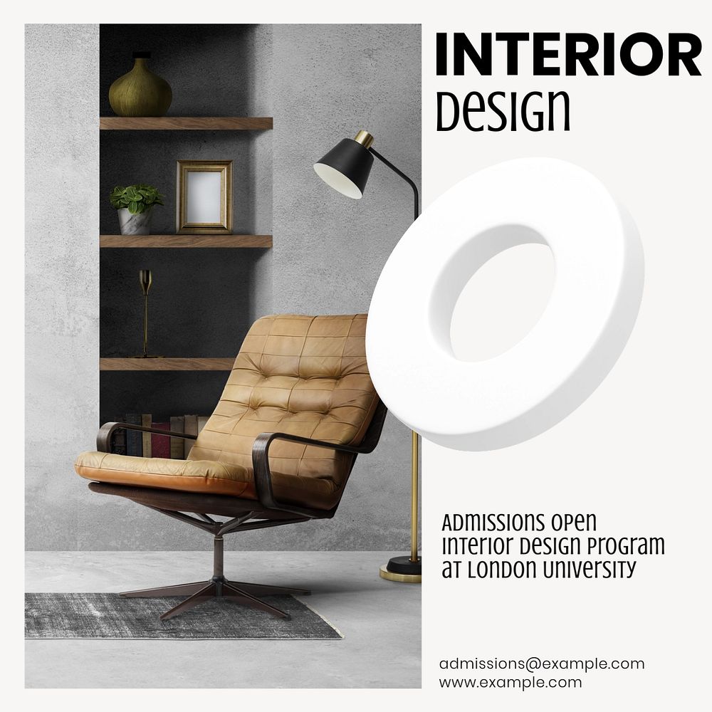 Interior design Instagram post template, editable text