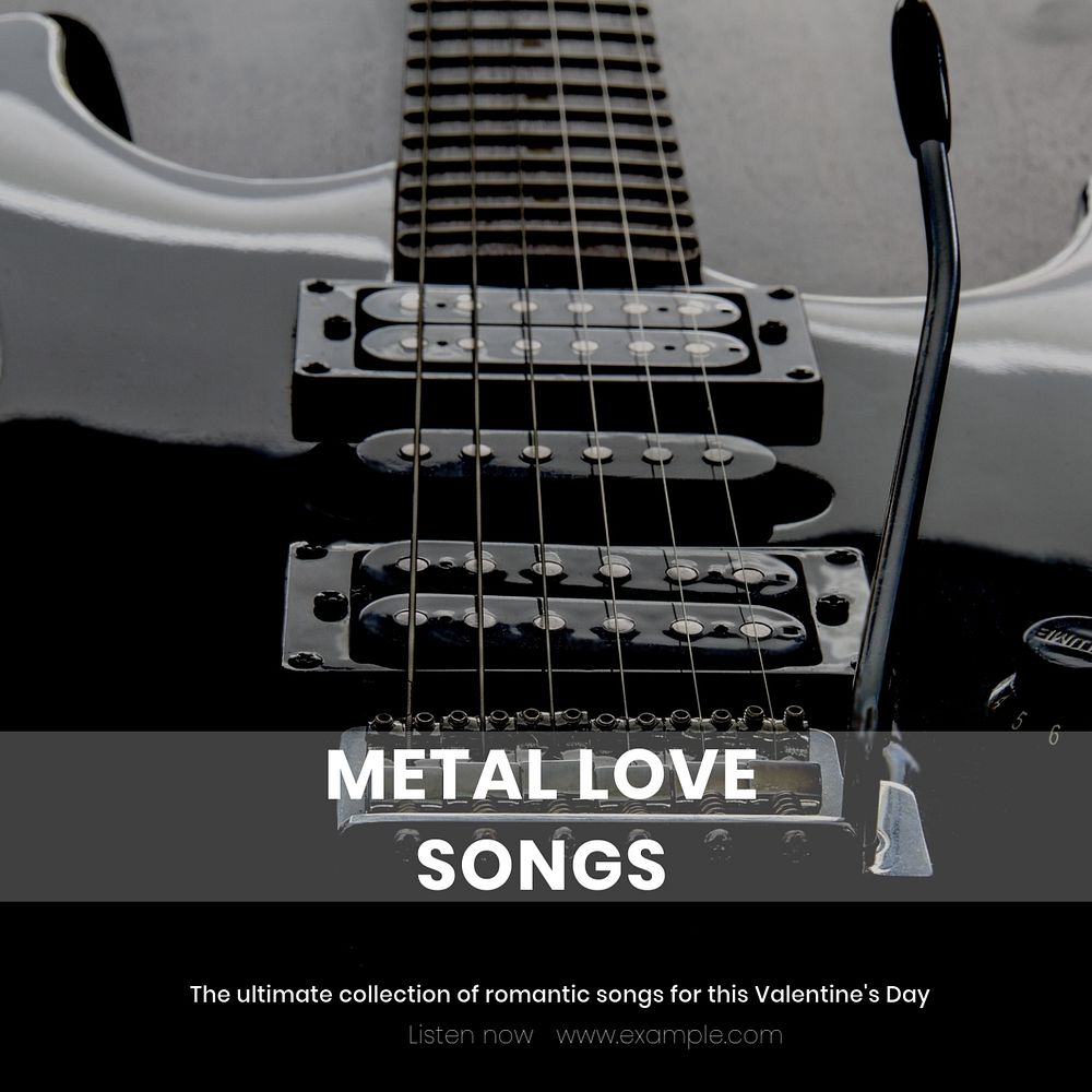 Metal love song Instagram post template, editable text