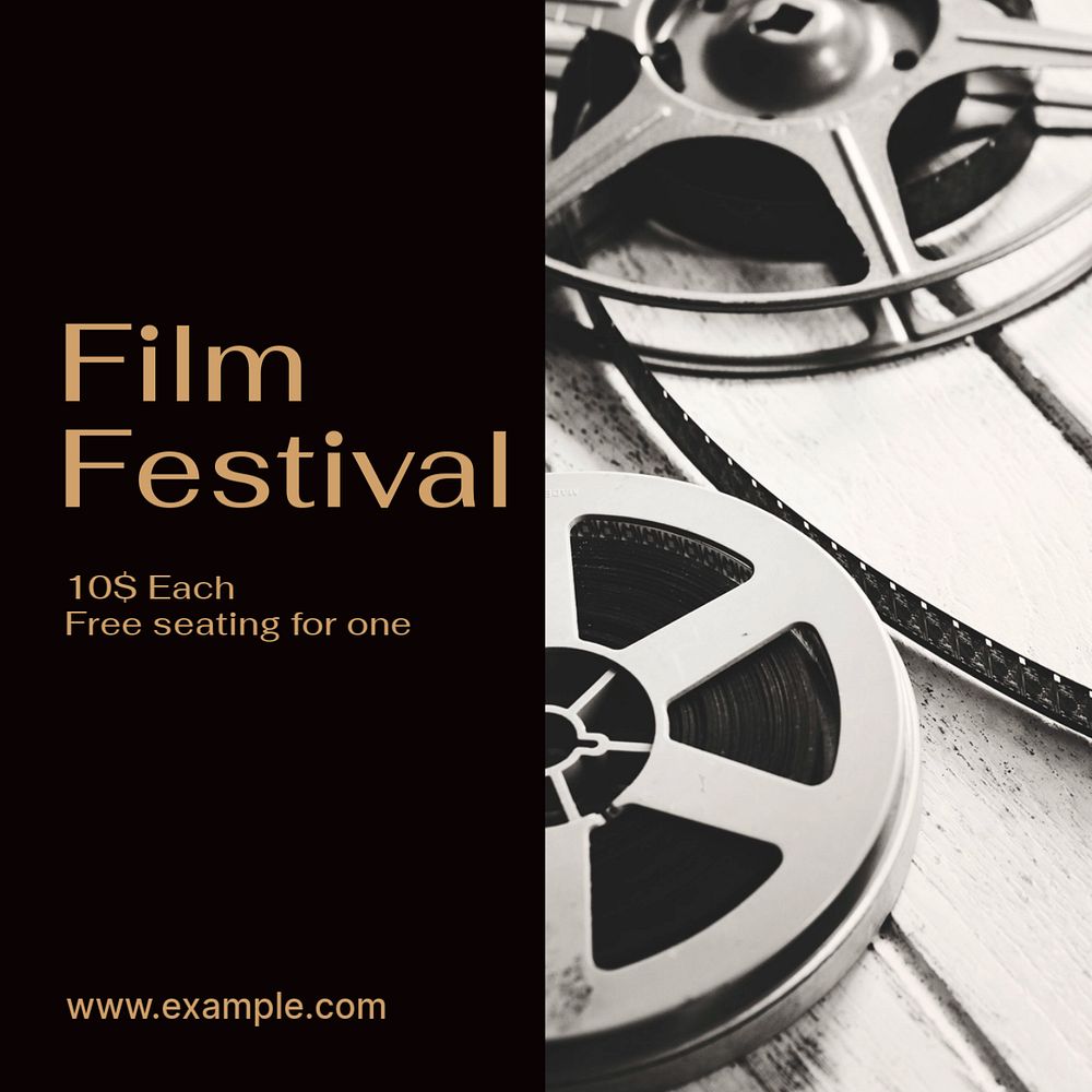 Film festival Instagram post template, editable text