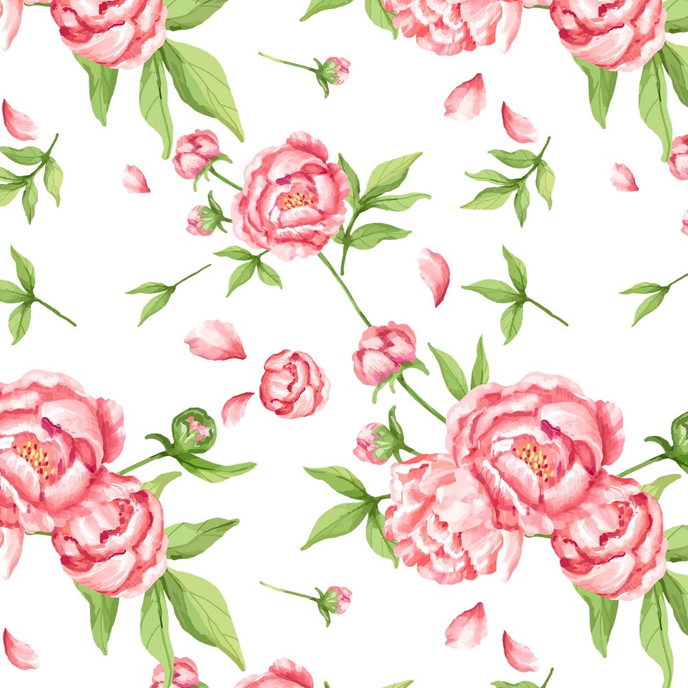 Pink peony pattern, editable watercolor flower design