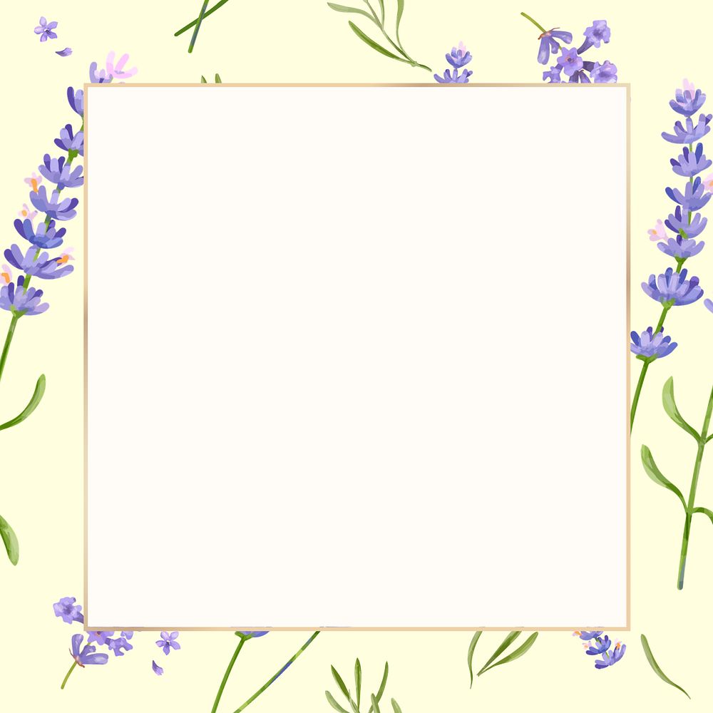 Editable floral frame, watercolor lavender design