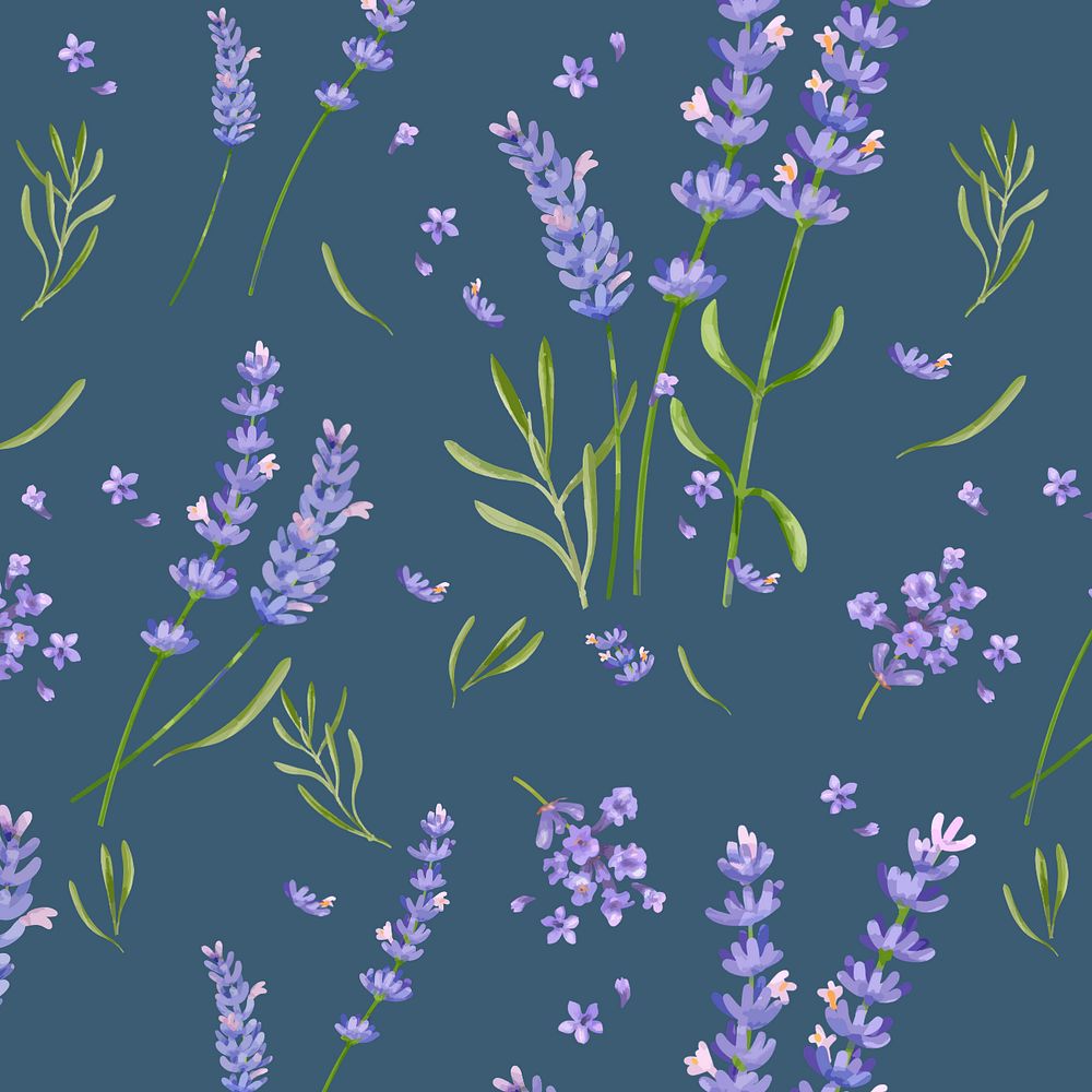 Lavender pattern, editable watercolor flower design