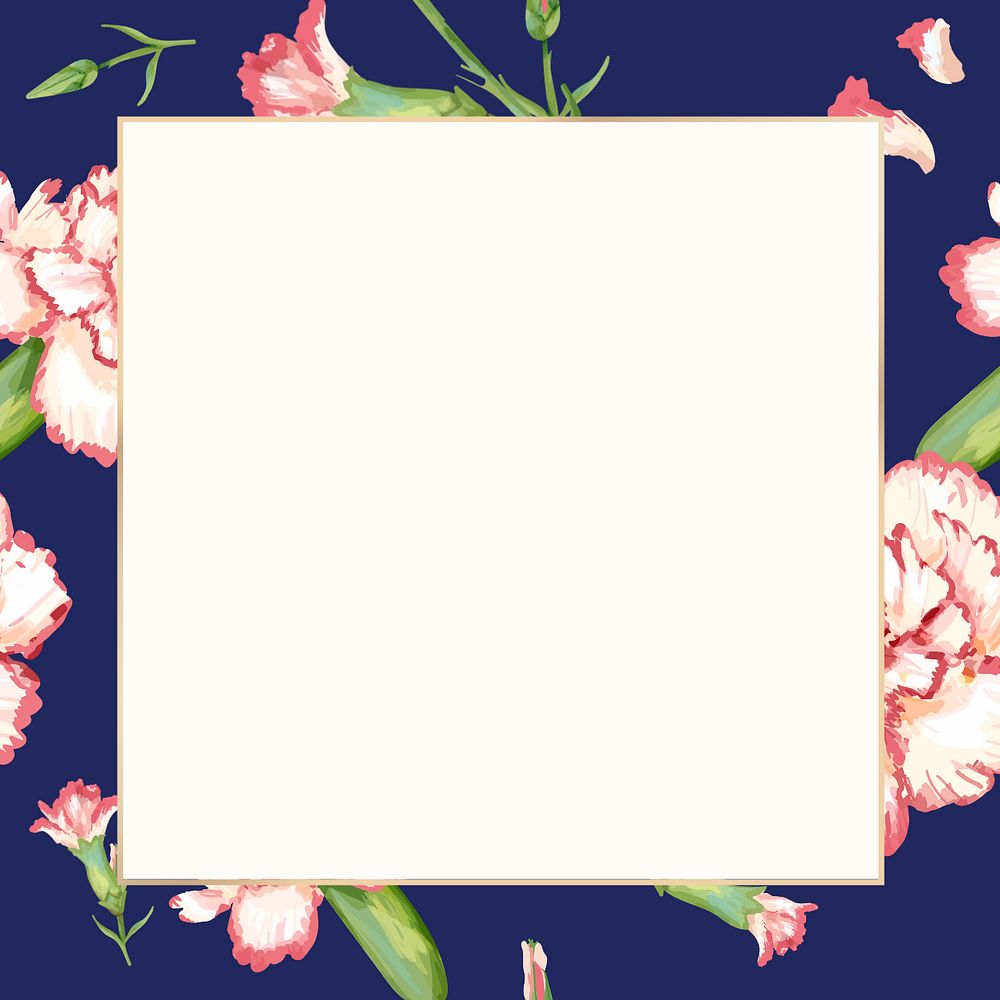 Editable floral frame, watercolor carnation design