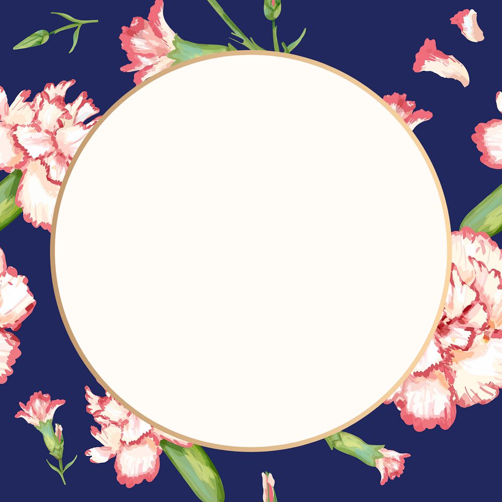 Editable floral round frame, watercolor peony design