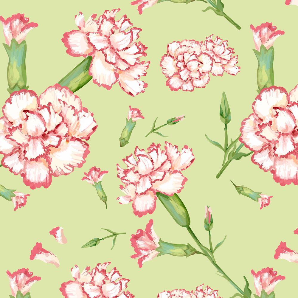 Carnation pattern, editable watercolor flower design