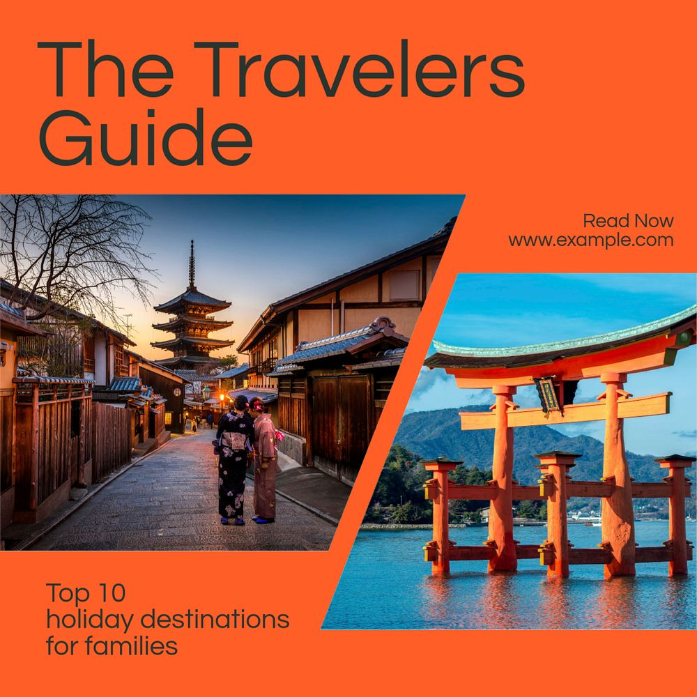 The travelers guide post template, editable social media design