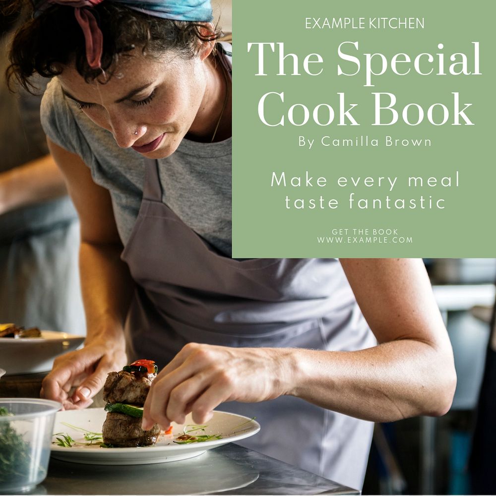 Cook book Instagram post template, editable text