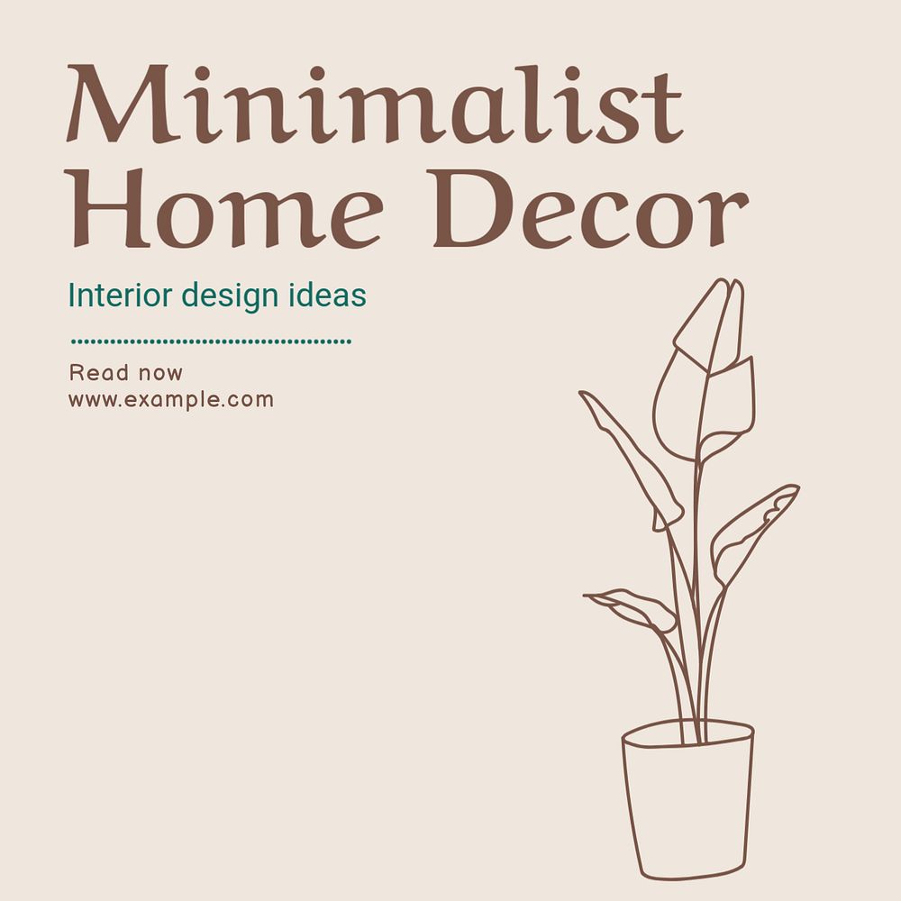 Minimalist home decor Instagram post template, editable text