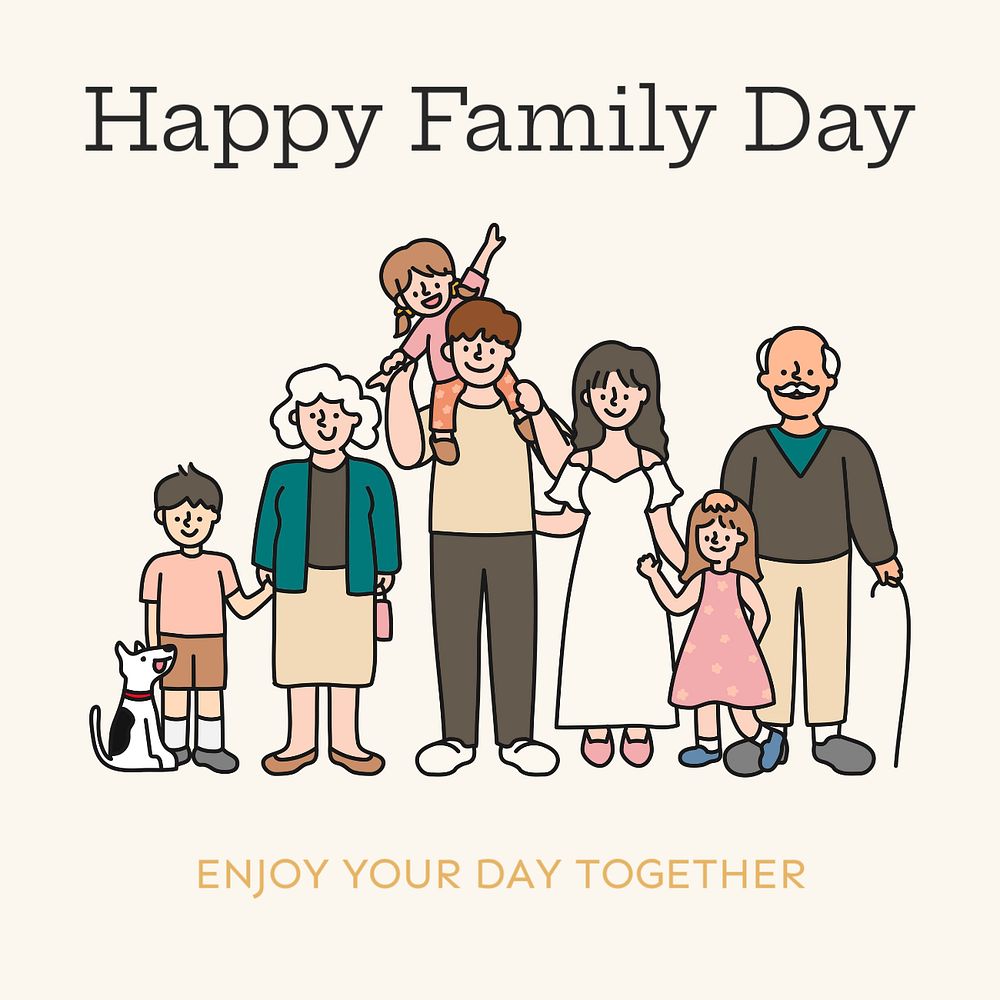 Happy family day Instagram post template, editable text