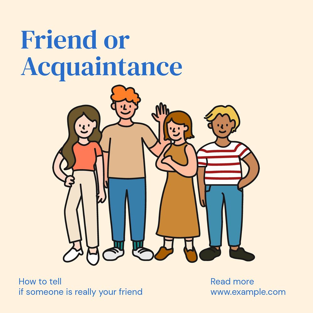 Friend or acquaintance Instagram post template, editable text