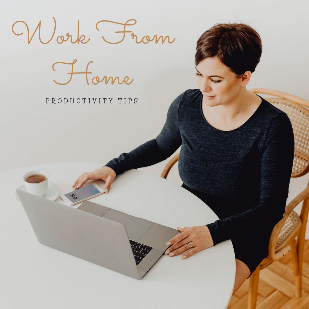 Work from home Instagram post template, editable text