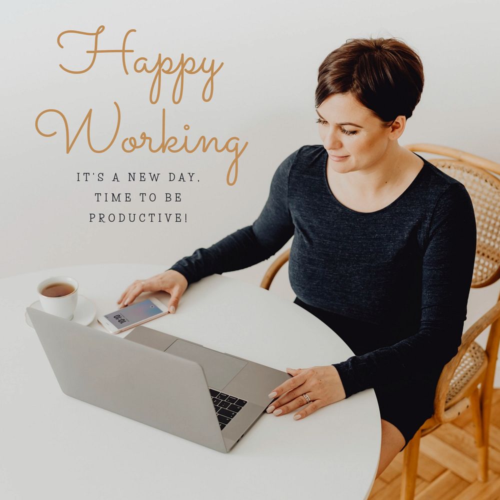 Happy working Instagram post template, editable text