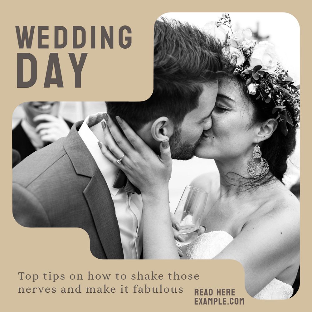 Wedding day Instagram post template, editable text