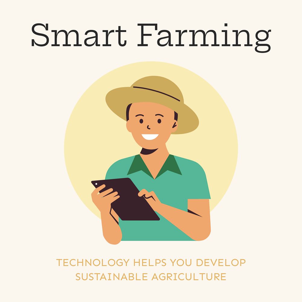 Smart farming Instagram post template, editable text