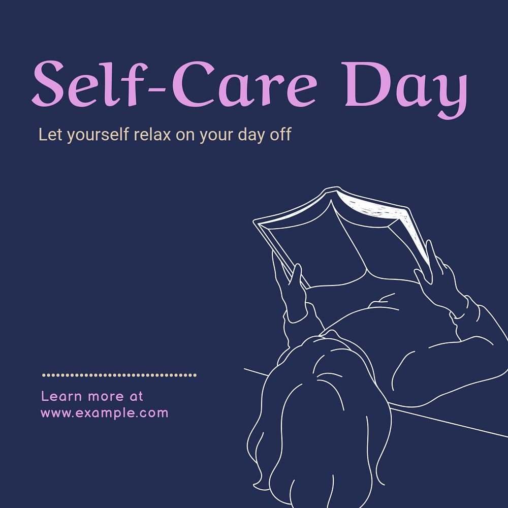 Self-care day Instagram post template, editable text