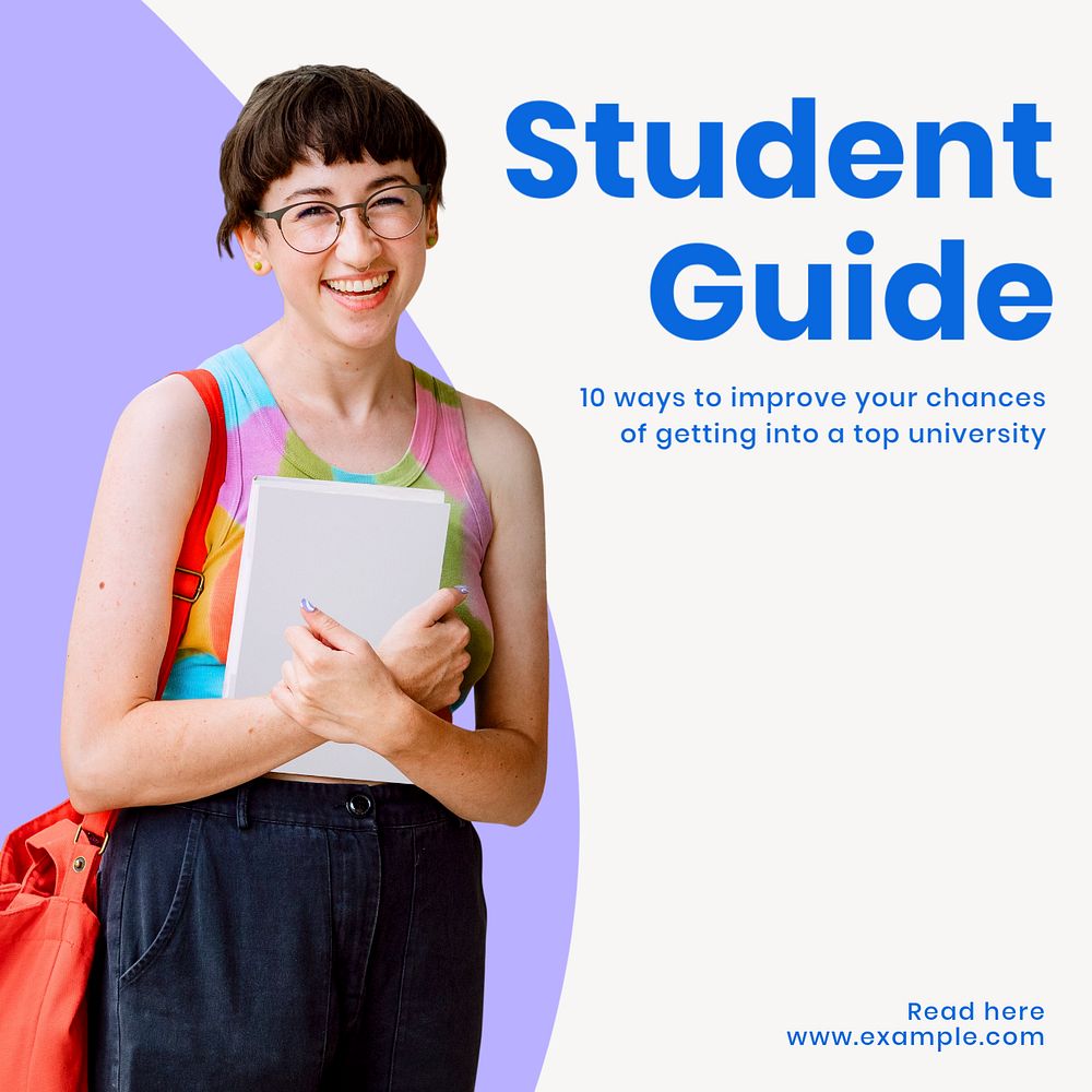 Student guide Instagram post template, editable text