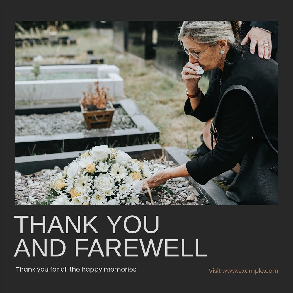 Farewell Instagram post template, editable text