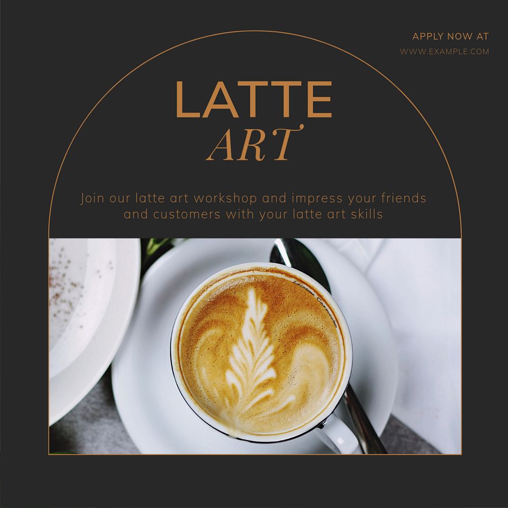 Latte art Instagram post template, editable text