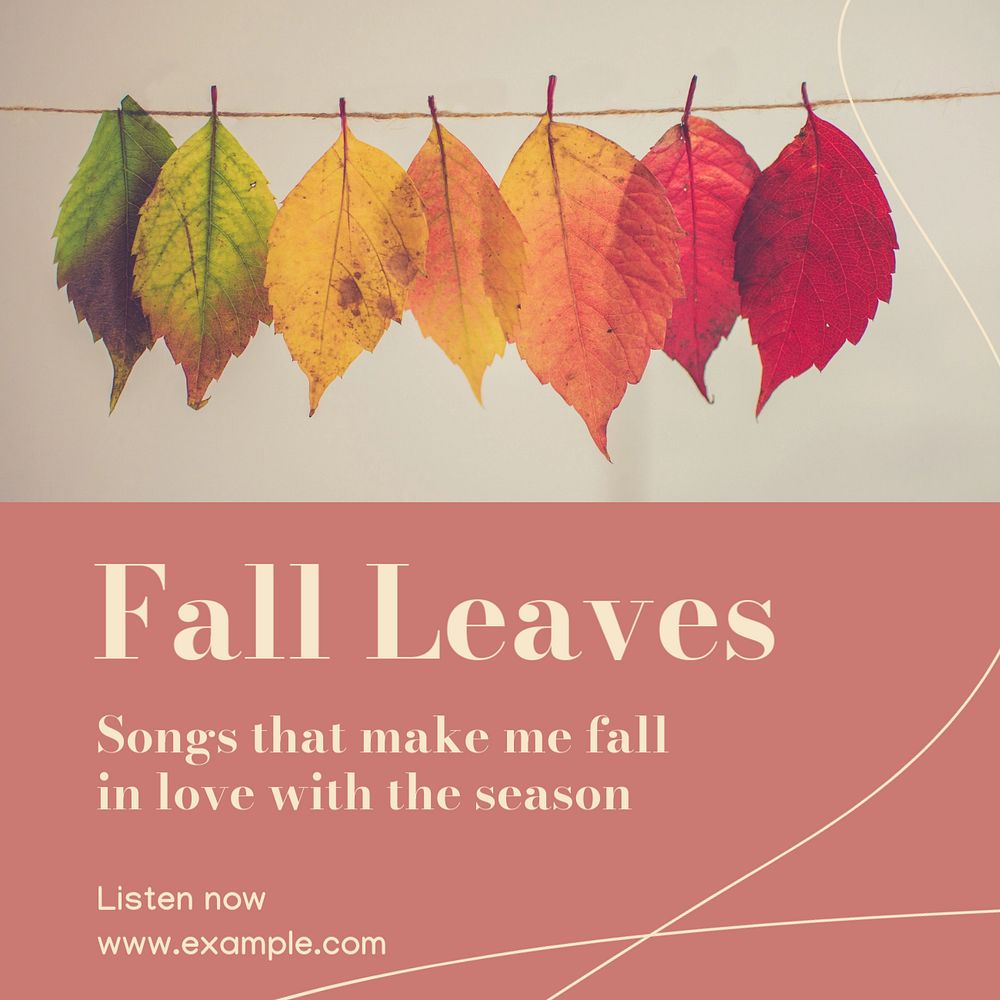 Fall playlist Instagram post template, editable text