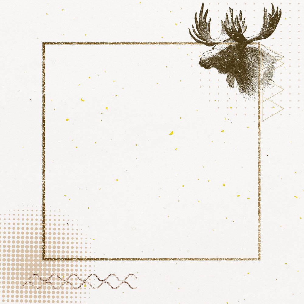 Gold moose frame background, beige editable design