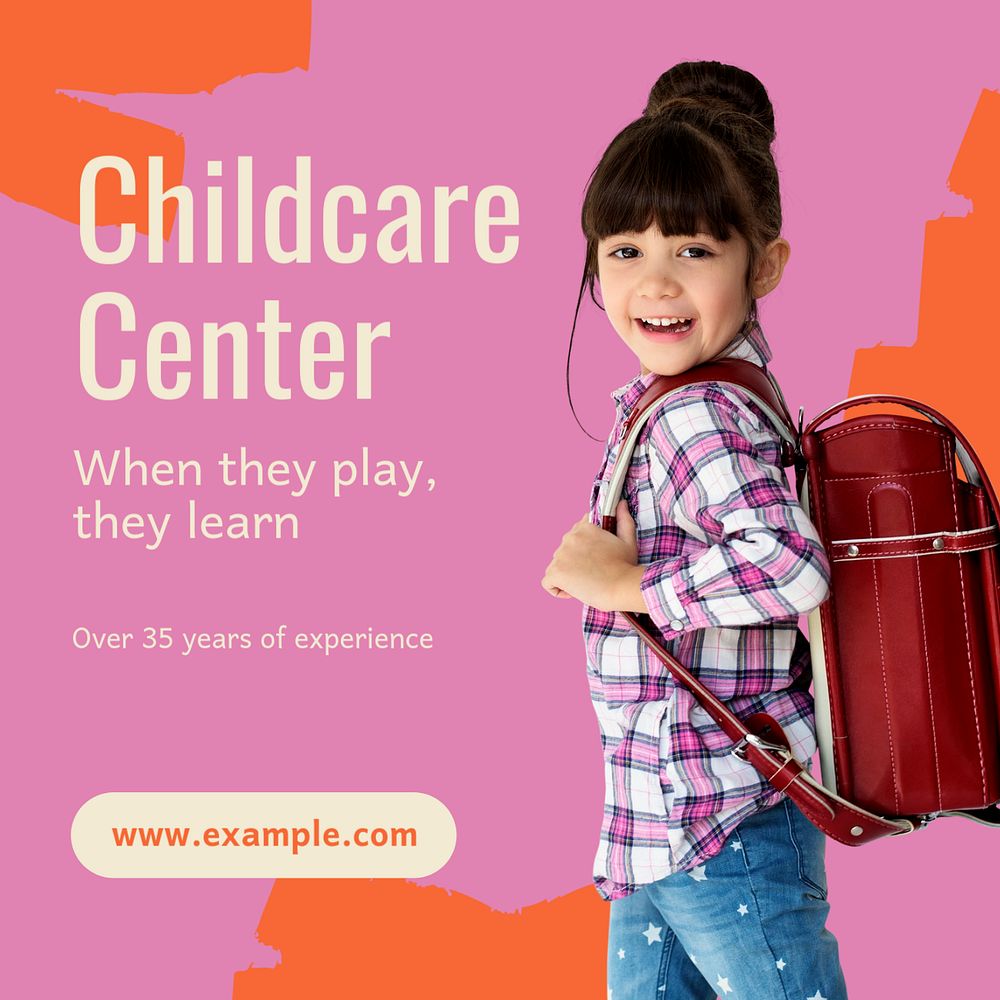 Childcare center Instagram post template, editable text