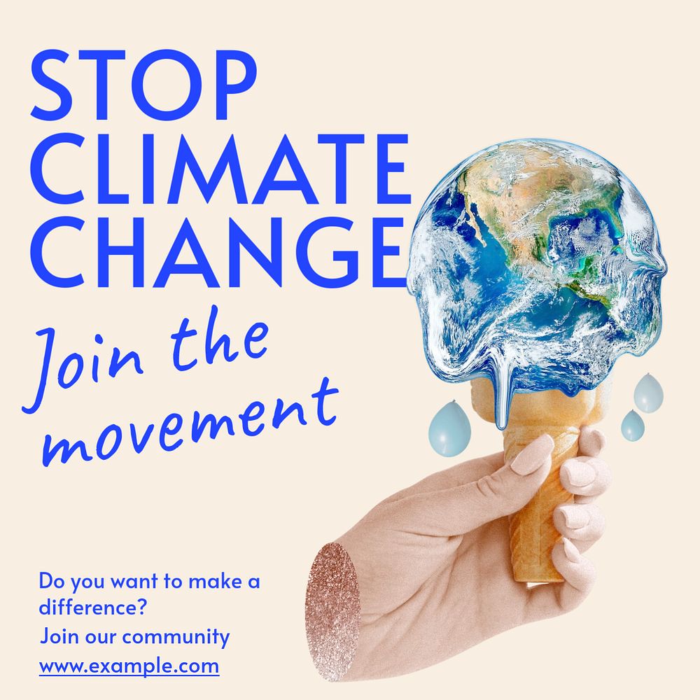 Stop climate change Instagram post template, editable text