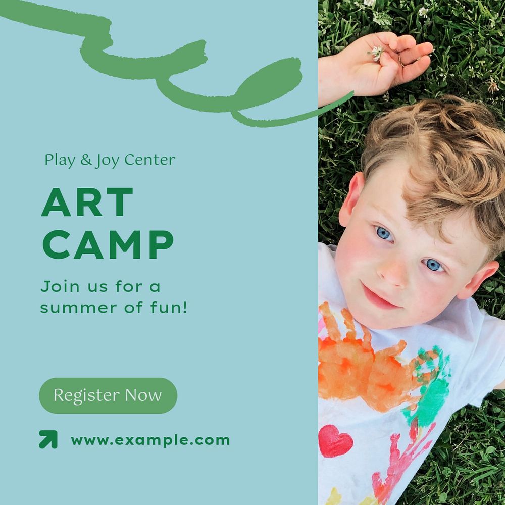 Art camp Facebook post template, editable design