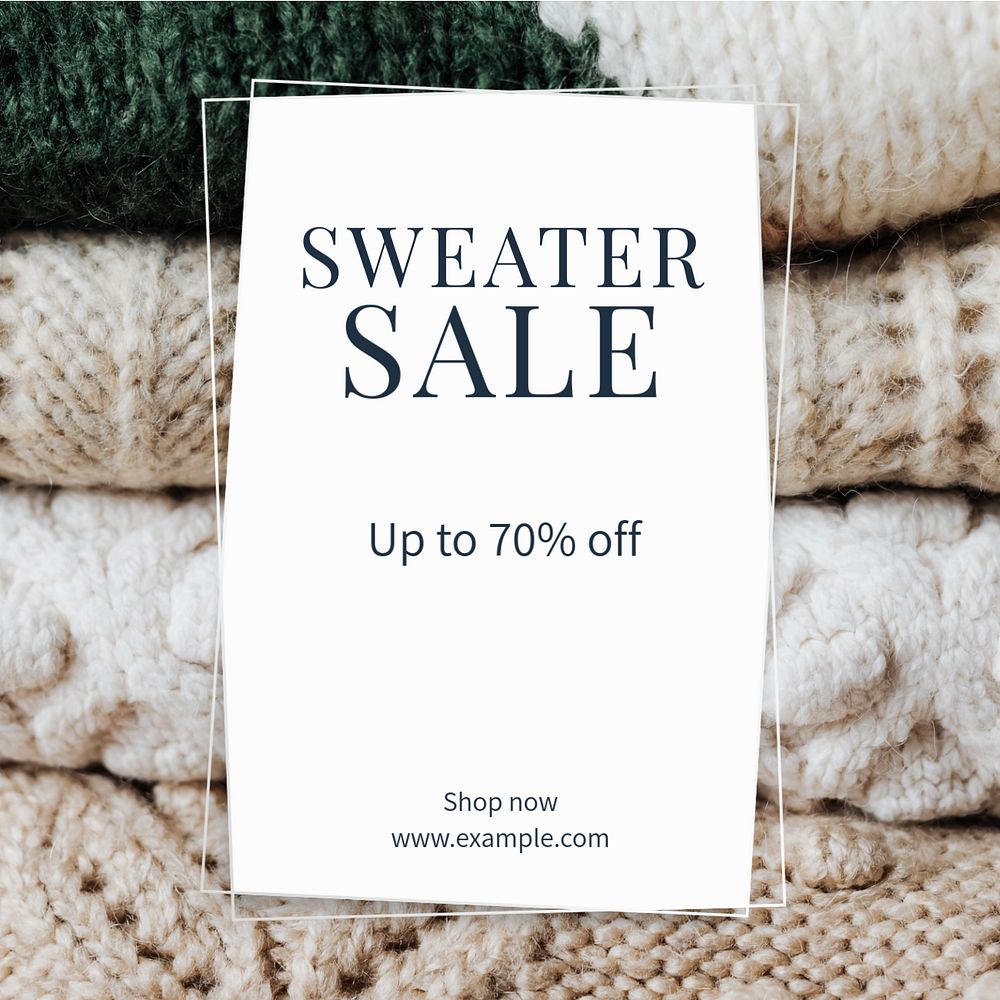 Sweater sale Instagram post template, editable text