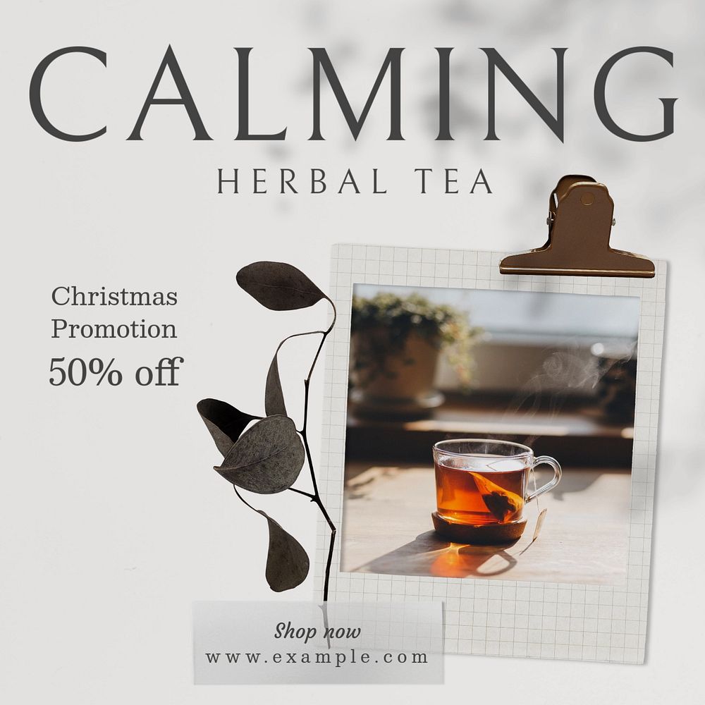 Calming herbal tea Instagram post template, editable text