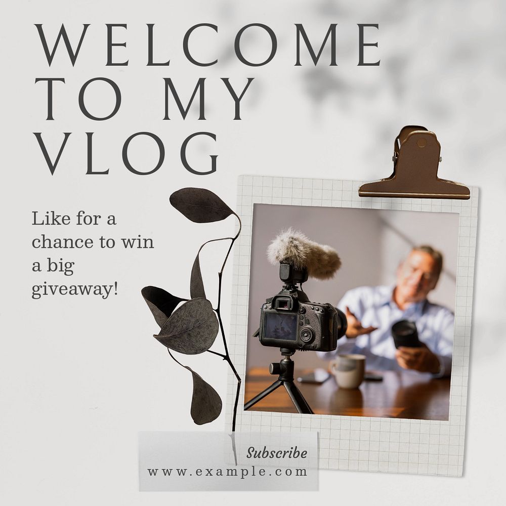 Welcome to my vlog Instagram post template, editable text