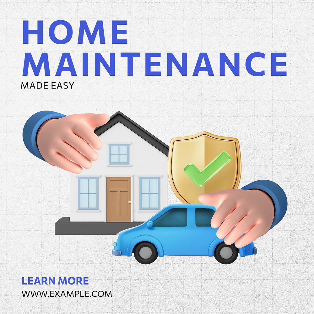 Home maintenance Instagram post template, editable text