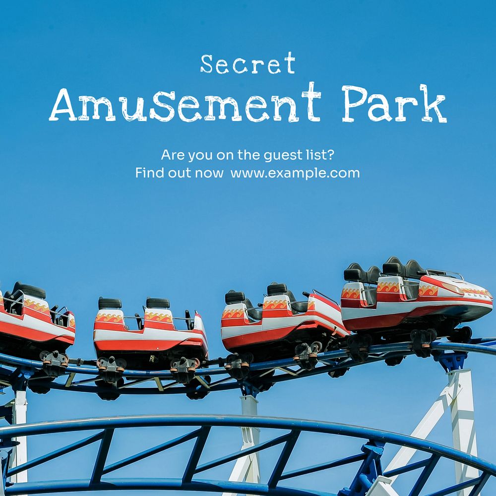 Amusement park Instagram post template, editable text