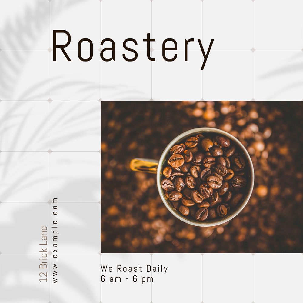 Coffee roastery Instagram post template, editable text