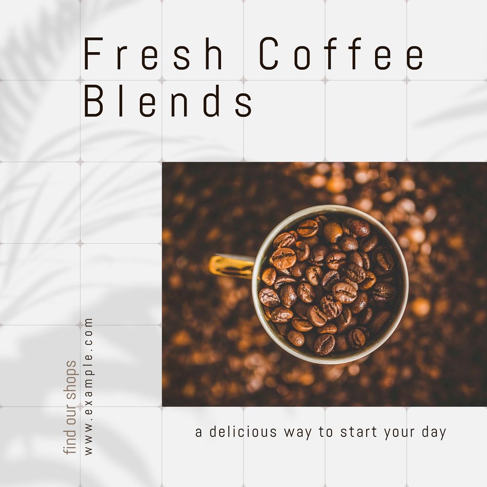 Fresh coffee blends Instagram post template, editable text