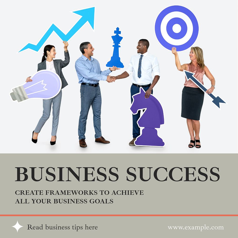 Business success Instagram post template, editable text