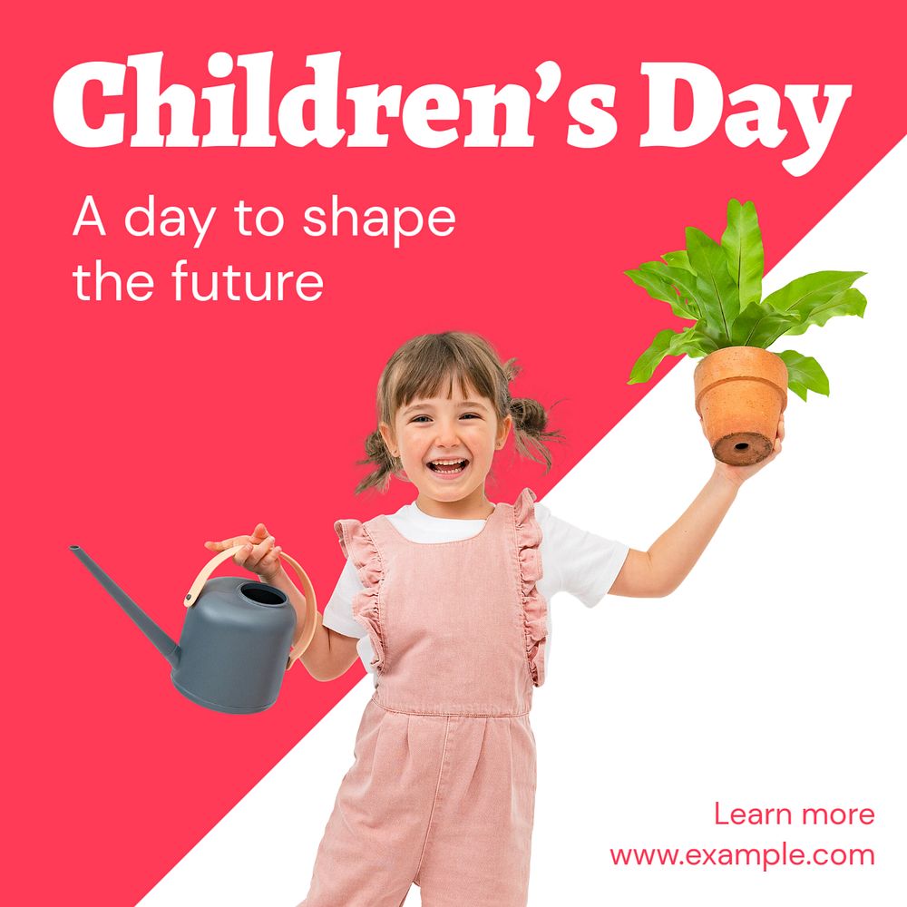 World children's day Instagram post template, editable text