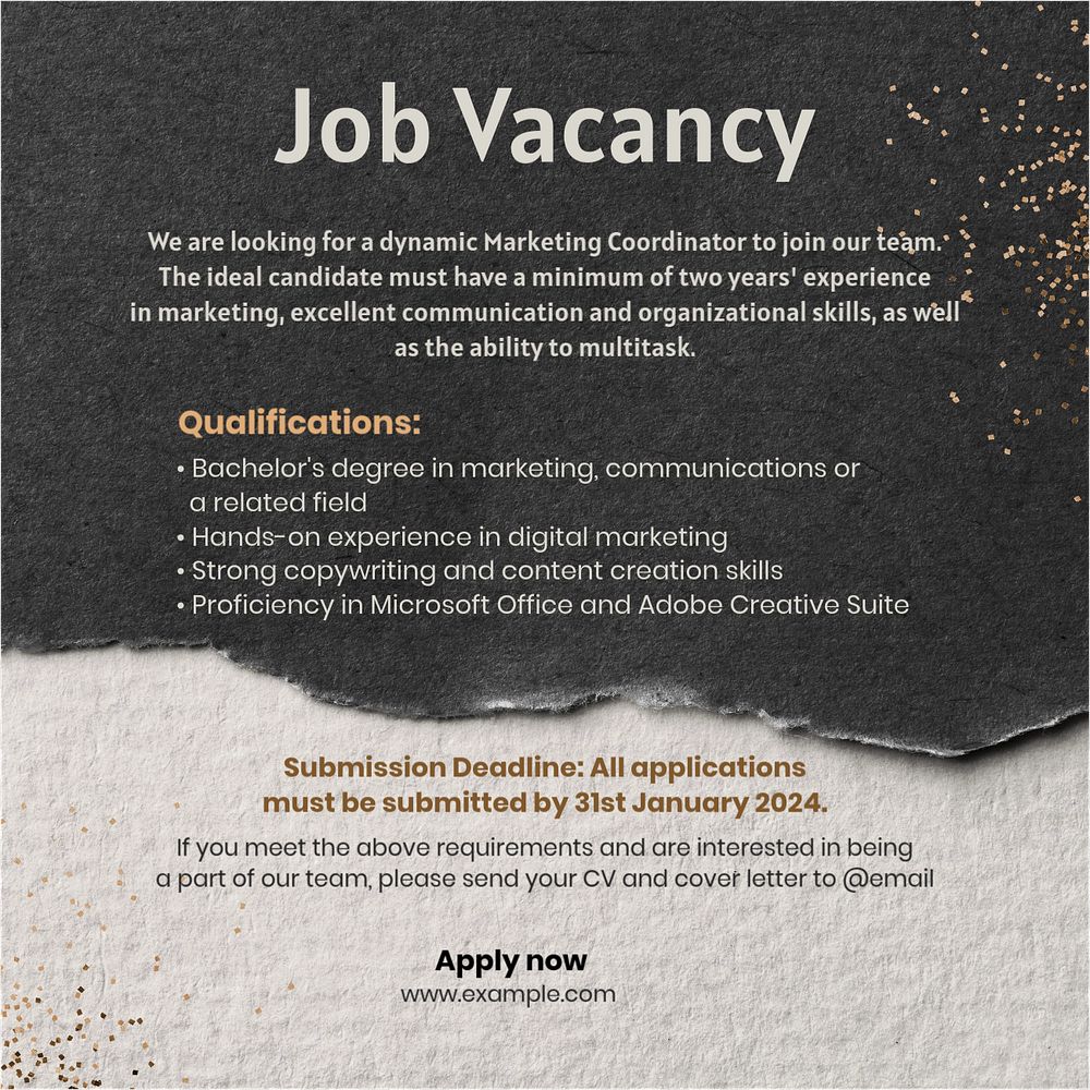 Job vacancy Instagram post template, editable text